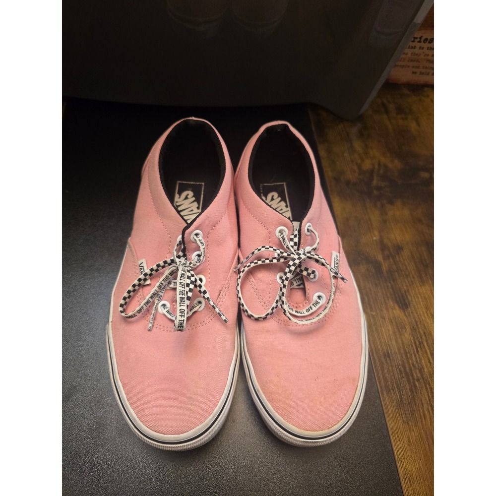 Vans Era Pink Canvas Low Top Sneakers Checkered Laces Womens 7.5 721356